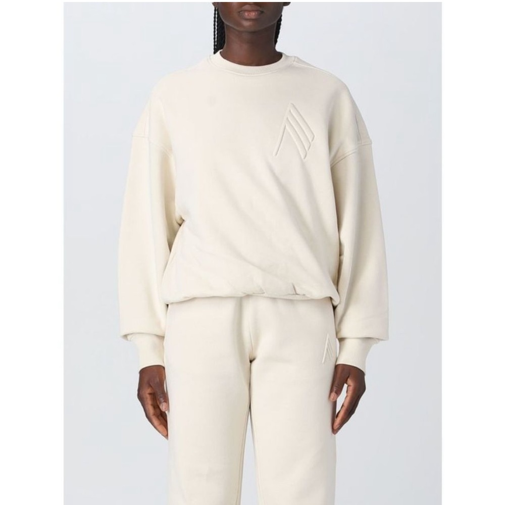 The Attico Maeve logo embossed sweatshirt ivory cream White crop sweater small